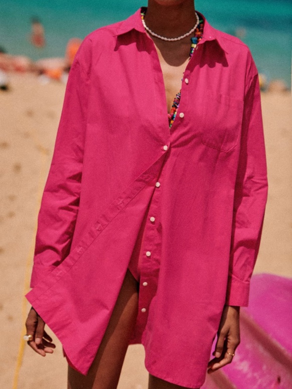 Sezane Maxine Shirt Dress Coverup Grenadine Rose Pink Size Small NWT New